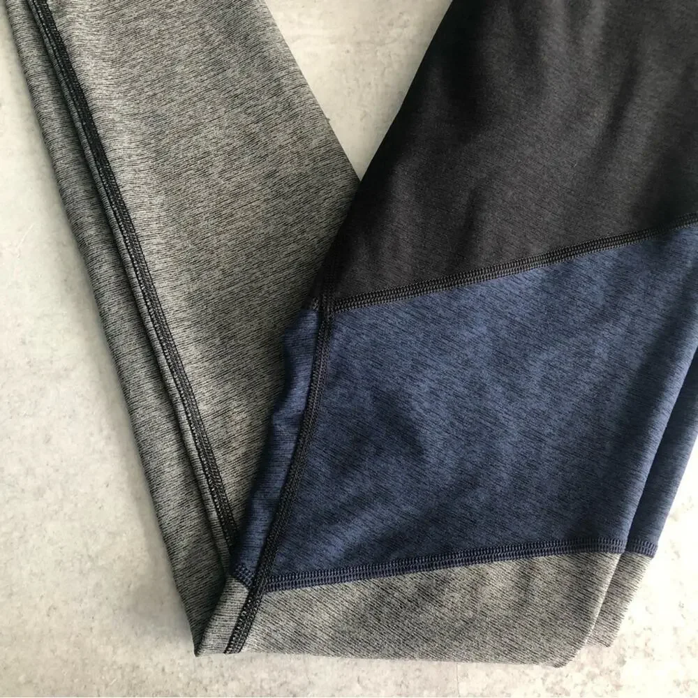 Outdoor Voices Black Navy Blue & Gray Color Block Leggings